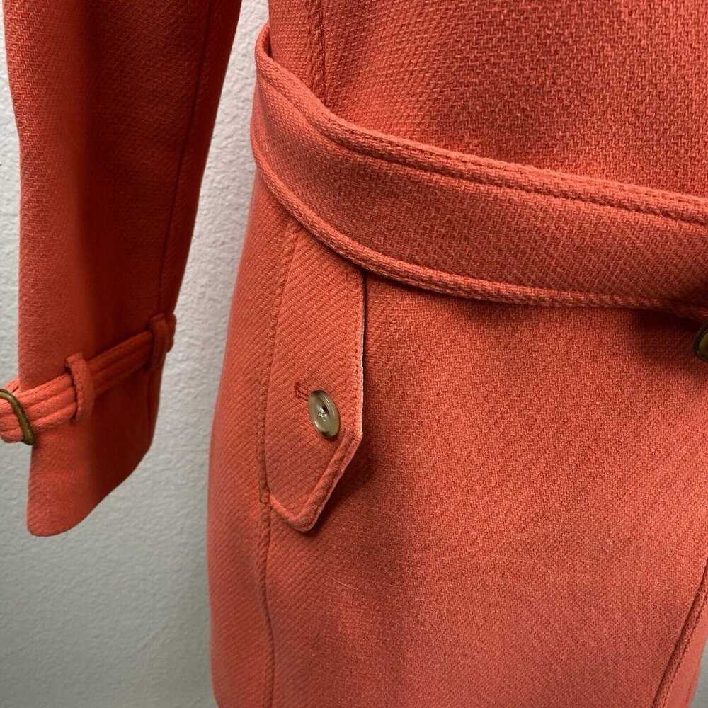 J Crew Coat Jacket Women's Coral Sz 2 Stadium Cloth Nello Gori Wool Belted - Picture 9 of 16